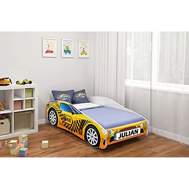 Kinderbett Autobett Auto Junior mit Lattenrost und Matratze 140x70 160x80 180x80 ACMA (140x70, 10 + Name) – Bild 3