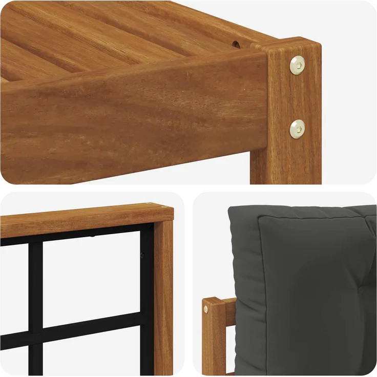 vidaXL Outdoor-Sofagarnitur mit Kissen 7 pcs Natur und Anthrazit 3367275 – Bild 7