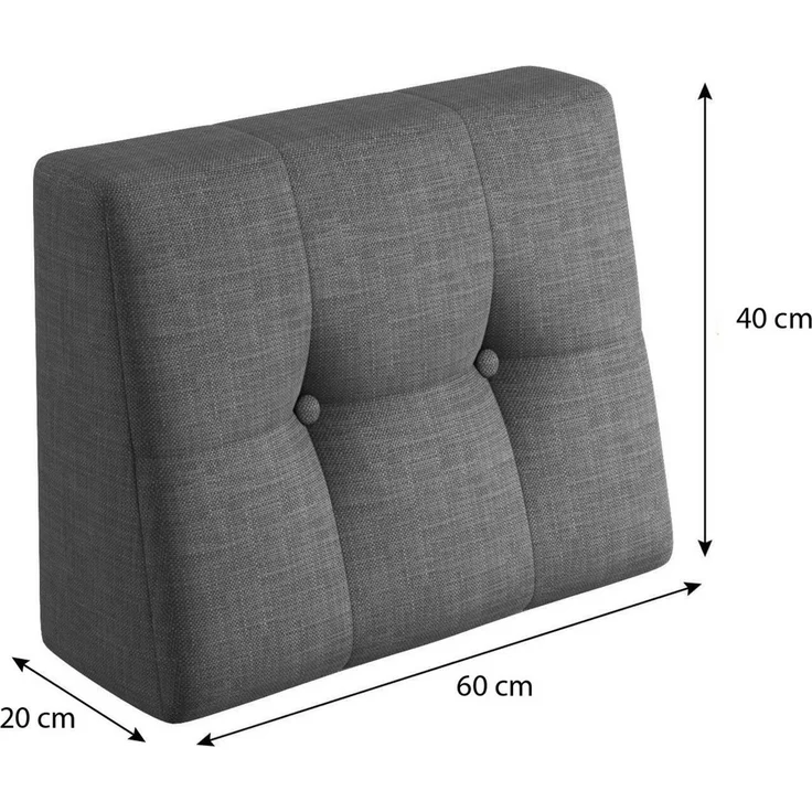 sunnypillow Rückenkissen Palettenkissen gesteppt Seitenkissen 60x40x20/10cm, Grau – Bild 2