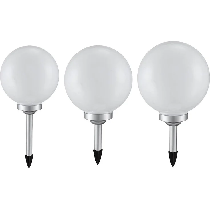 3x LED Solarleuchte, Kugel, Erdspieß, Akku, IP44 – Bild 1