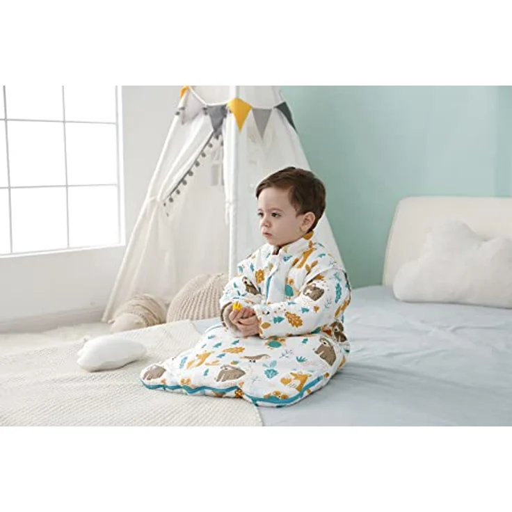 MIKAFEN Baby Winter Schlafsack Kinder Schlafsack 3.5 Tog Schlafsaecke aus Bio Baumwolle Verschiedene Groessen von Geburt bis 4 Jahre alt (L:Höhe 90cm-105cm/24-48Monate, Tierwelt) – Bild 6
