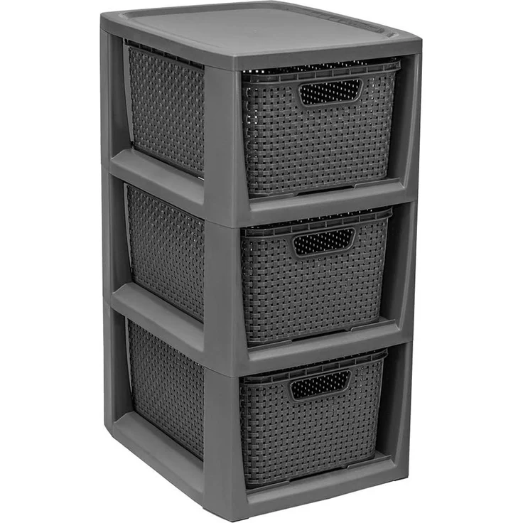 BranQ Regal 1725, Rattanregal mit 3 Körben 3x7L – Bild 1
