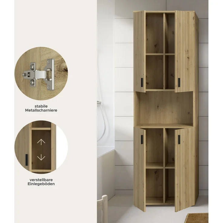 Badschrank B/H/T: 60x192x30 cm in Artisan Oak Nachbildung und -- – Bild 7