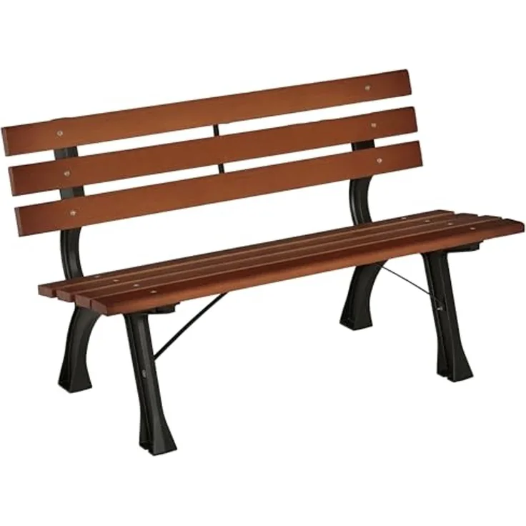 Outsunny Gartenbank 2-Sitzer, Sitzbank, Parkbank mit Rückenlehne, Friesenbank, Holzbank für Garten, Balkon, max. 240 kg, Kaffee, 120 x 57 x 70 cm