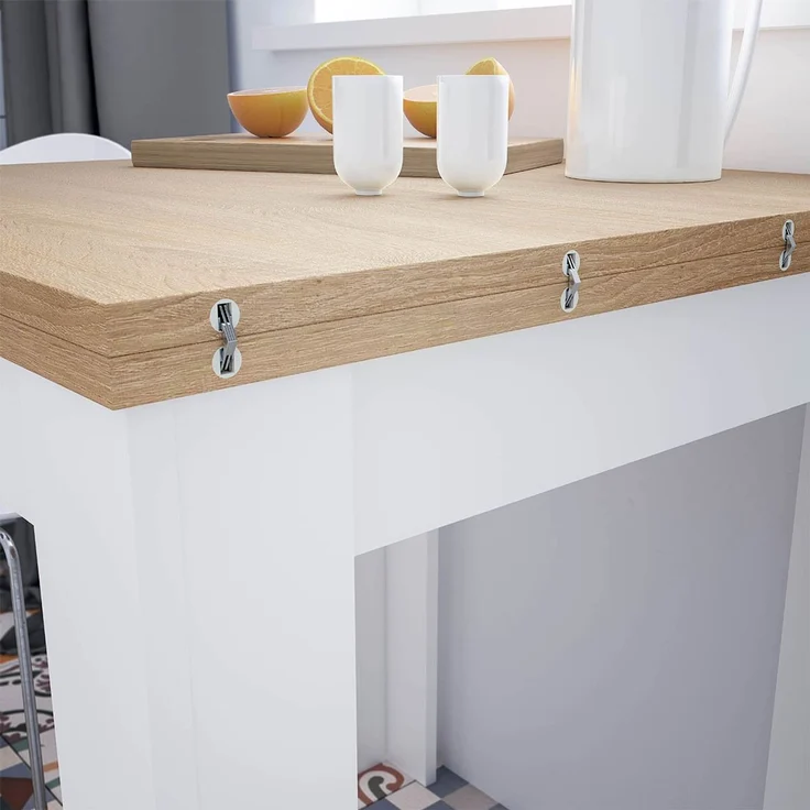 Calicosy Ausziehbarer Tisch Klappsystem in Buchform - L67 cm - Weiß – Bild 5