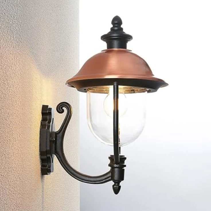 Lindby Außen-Wandleuchte Clint, Metall, Kupfer IP44, 1x60 W – Bild 6