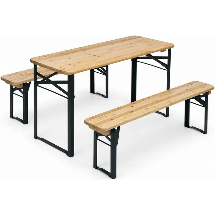 HAGO Garten-Kindersitzgruppe Kindersitzgruppe Gartenbank Klappbank Bierzeltgarnitur Holz, (3-tlg), Klappbar – Bild 2