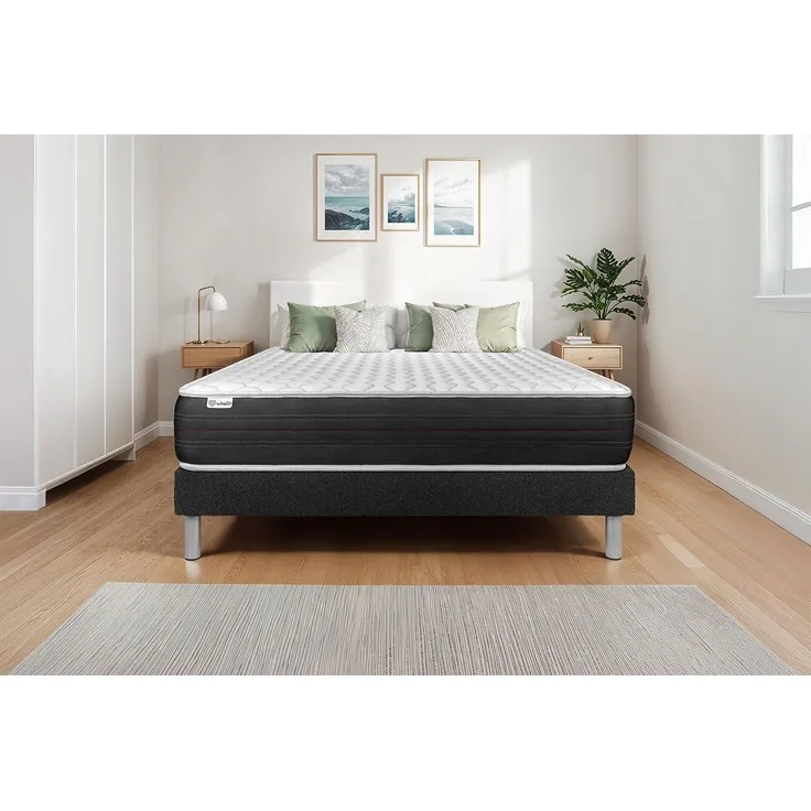 Matratzenset VITAL SPRING 135 x 190 cm Bettrahmen Kit schwarz