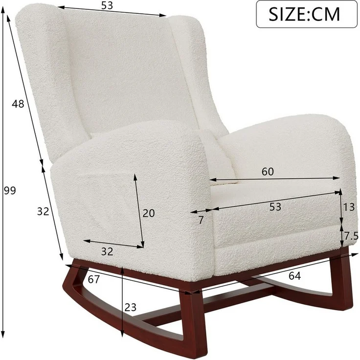 PXloue Schaukelstuhl Ergonomischer Schaukelstuhl mit Nackenstütze und feuerfester Basis (1 St), Schaukelstuhl mit verstellbarer Fußstütze und Seitentaschen – Bild 2