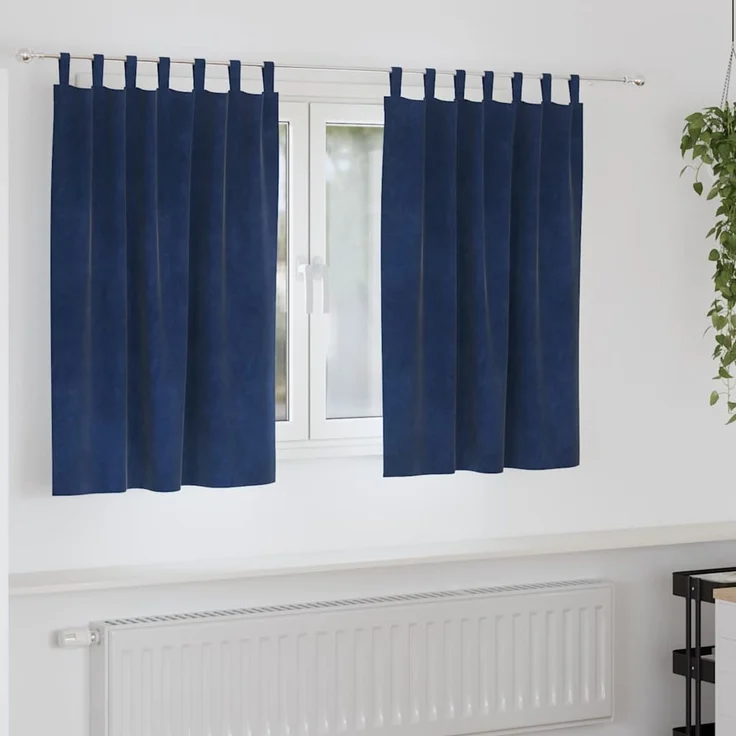 Verdunkelungsvorhänge 2 pcs | für Wohnzimmer & Schlafzimmer Dunkelblau 140 x 140 cm Samt – Bild 2