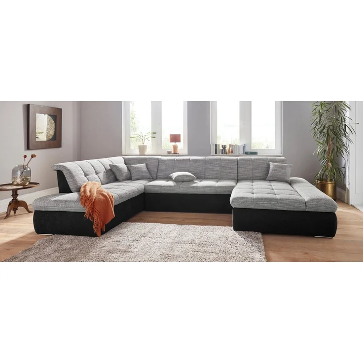 DOMO collection Wohnlandschaft PB Moric wahlweise mit Bettfunktion und Armteilverstellung U-Form, XXL-Format B/T/H: 353/216/80 cm, feine Steppung, incl. Zierkissen – Bild 2