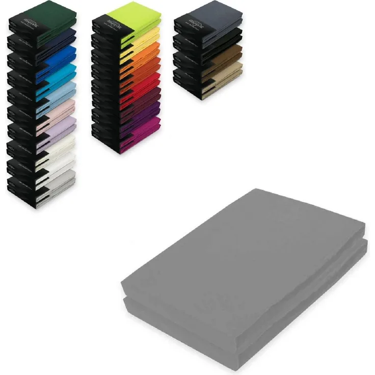 Doppelpack Jersey Spannbettlaken 140 - 160 x 200 cm Grau