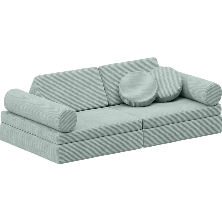 Bellabino 'Nile' Spielsofa mit Kissen und Armlehnen, 8-tlg, Cord, türkis, faltbare Kindercouch, abnehmbarer & waschbarer Bezug, Kindersofa aus Schaumstoff – Bild 11