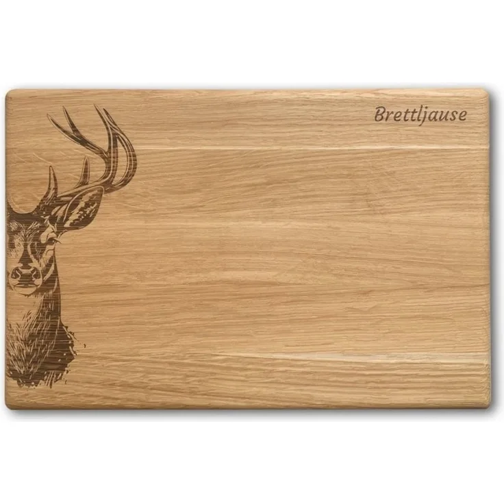 Camolo Frühstücksbrett Vesperbrett Brettljause aus Eiche mit Hirsch, Holz