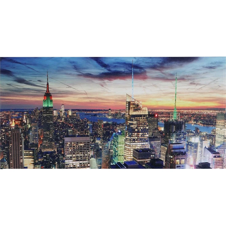 LED-Bild, Leinwandbild Leuchtbild Wandbild, Timer MVG-zertifiziert ~ 100x50cm New York, flackernd – Bild 4