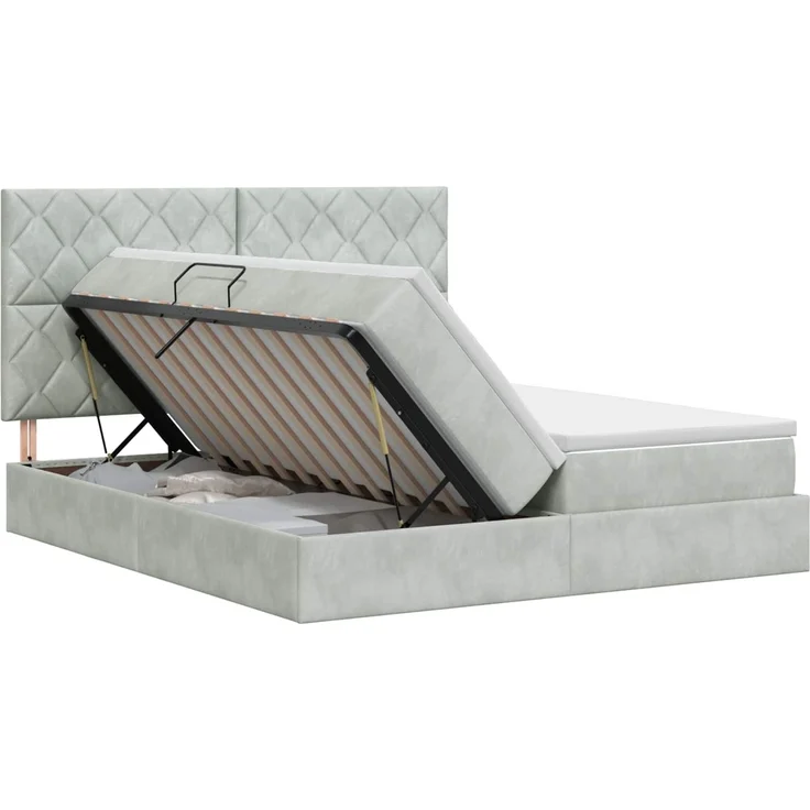 vidaXL Aufbewahrungsbett mit Kopfteil Hellgrau 180 x 200 cm Samt 3459837 – Bild 2