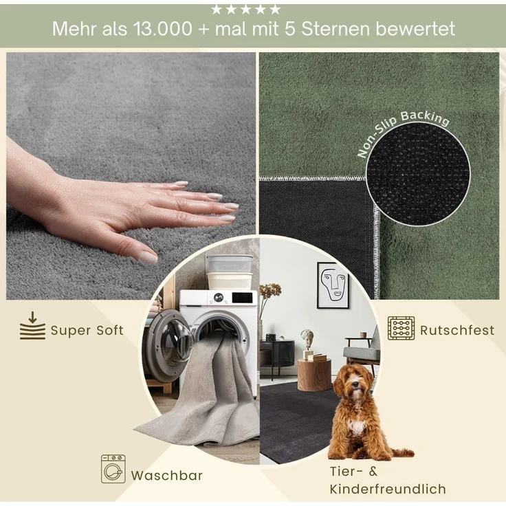the carpet Teppich Relax, rechteckig, Höhe: 16 mm, waschbarer Wohnzimmer Teppich modern rutschfest, Kundenliebling – Bild 8