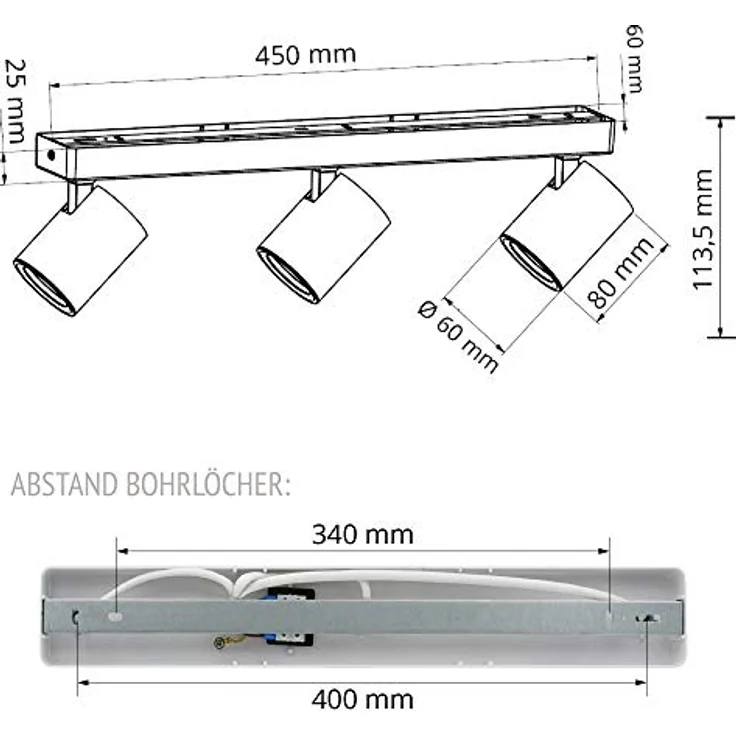 linovum LED Aufbaustrahler TENJO Deckenstrahler 3 flammig weiss Spots drehbar & schwenkbar, Leuchtmittel nicht inklusive – Bild 8