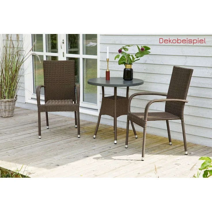 LC Garden Stapelstuhl Lübeck Stapelstuhl braun Armlehnstuhl Balkonstuhl