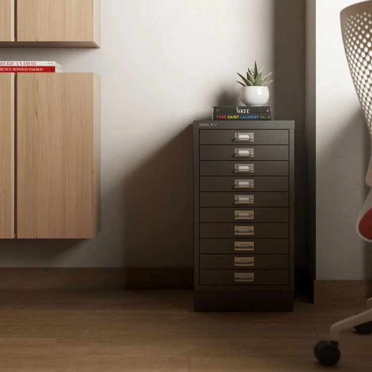 BISLEY Schubladenschrank aus Metall für DIN A3 in lichtgrau Schrank mit 10 Schubladen und Sockel Büroschrank Werkzeugschrank, L29A310S-645 – Bild 9