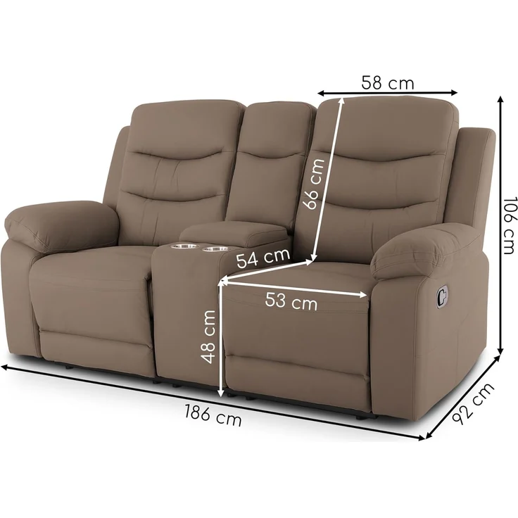 Raburg 2-Sitzer Kinosessel, 2er-Fernsehsessel, mechanisch, Pixx, mit Relaxfunktion, für 2 Personen, Belastbarkeit je Sitzplatz 130 kg – Bild 3