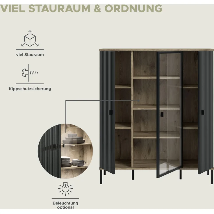 Chess Highboard in schwarz tiefzieh – Bild 10
