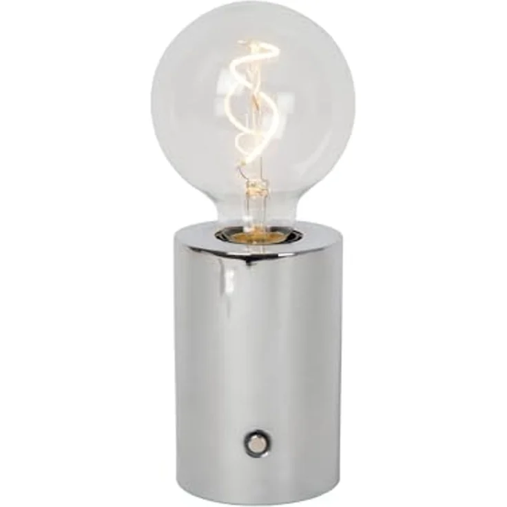 LUCIDE VIVO - wiederaufladbare Tischlampe - Akku/Batterie - Ø 8 cm - LED Dim. - E27-1x1W 2700K - Chrom – Bild 1