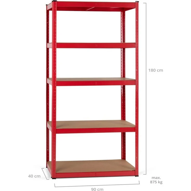 Stagecaptain Schwerlastregal Lagerregal - 5 variabel montierbare Böden - auch als Werkbank umbaubar, Tragkraft pro Boden: 175 kg, gesamt 875 kg – Bild 3