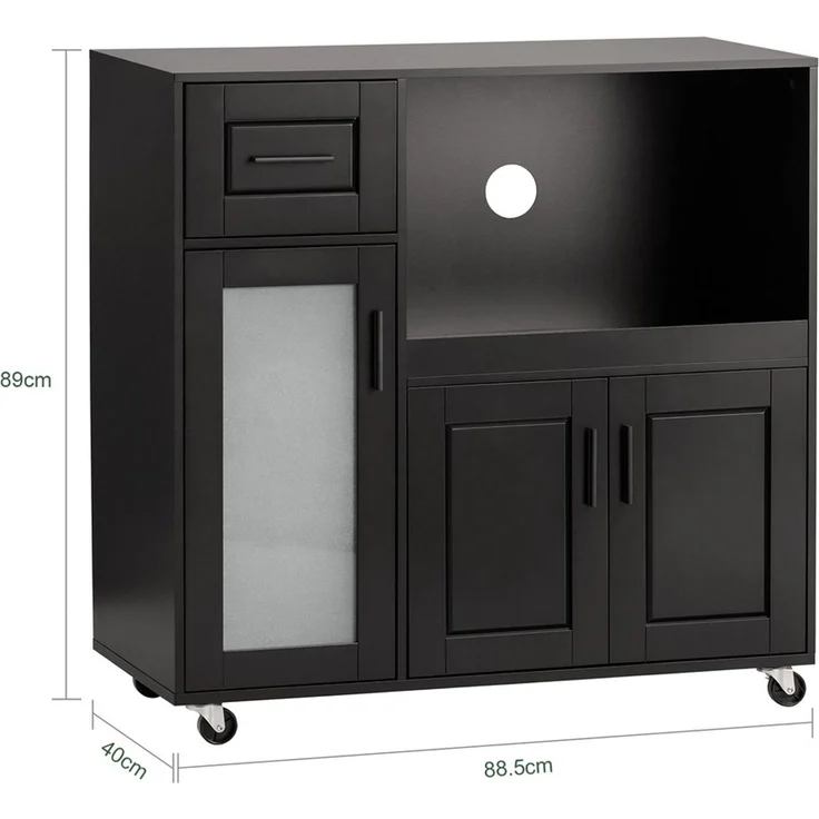 SoBuy FSB78-SCH Kücheninsel, MDF, Lackiert, Schwarz, 88,5 x 89 x 40 cm – Bild 3