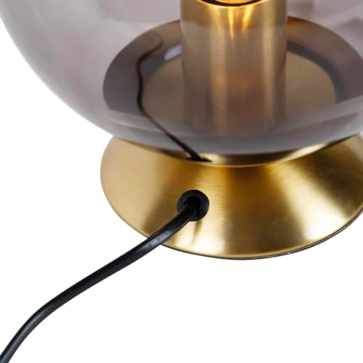 QAZQA Art Deco Tischlampe Pallon, Messing mit Rauchglas, dimmbar, LED E27, 20 cm Kugel für Wohnzimmer und Schlafzimmer – Bild 7