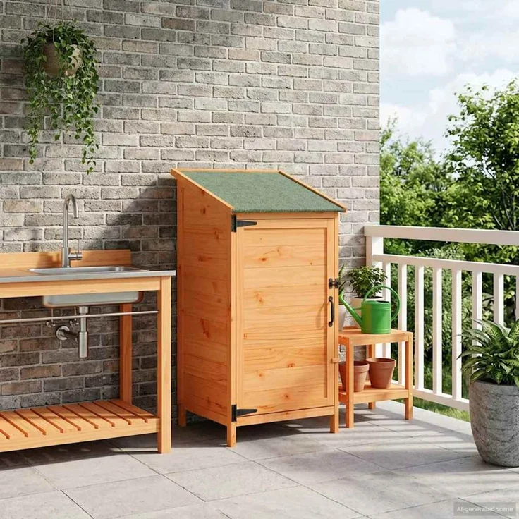 vidaXL Gartenschuppen Braun 59 x 56 x 113,5 cm Massivholz aus Fichte 42033439 – Bild 3