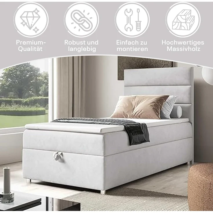 Best For Home Box Spring Bed with 7-Zone Bonell Spring Mattress, Box Spring Bed with Mattress and Storage Space – Bild 3