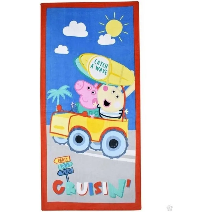 Peppa Pig Badetücher Peppa Wutz Strandtuch 70x140cm – Catch a Wave Design, 100% Baumwolle (1-St)