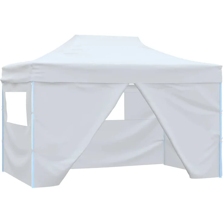 Profi-Partyzelt Faltbar, Gartenzelt mit 4 Seitenwänden 280x410x315 cm Stahl Weiß – Bild 1