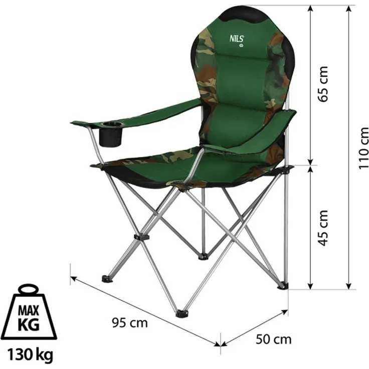 NILS NC3080 Campingstuhl – Klappbarer Outdoor-Stuhl Angelstuhl mit Tragetasche Dunkelgrün – Bild 2