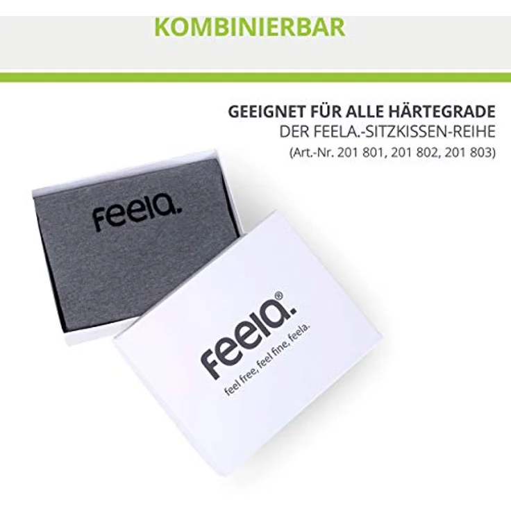 feela.® Sitzkissen-Bezug für Orthopädisches Sitzkissen, Dunkelgrau, Baumwolle, waschbar und rutschfest, geeignet für alle Härtegrade – Bild 4