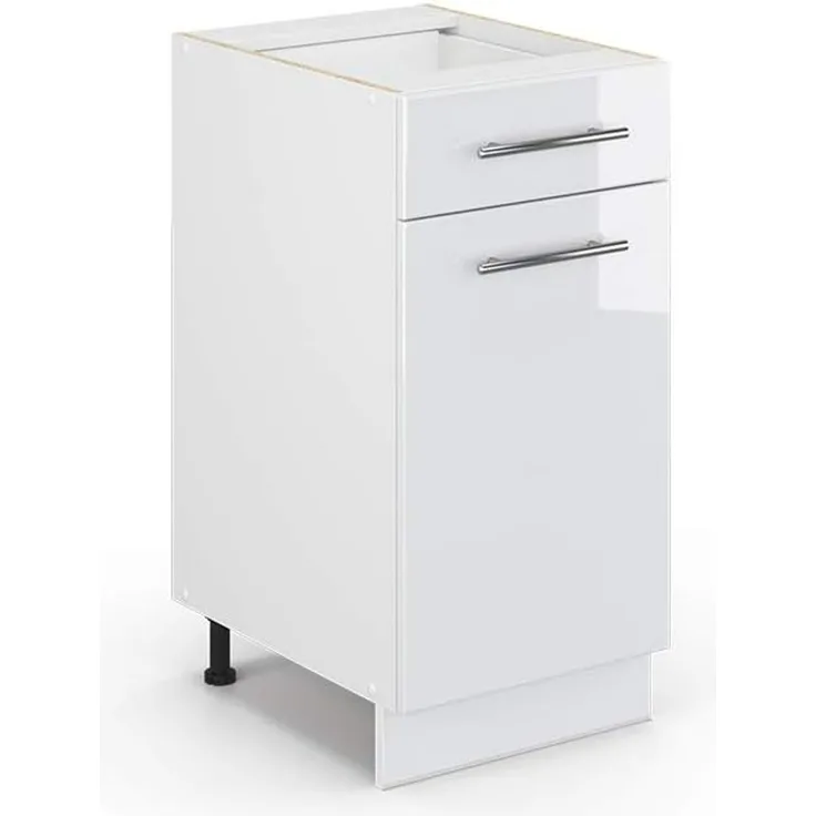 Küchenunterschrank Fame-Line Weiß Hochglanz 40 cm ohne Arbeitsplatte Vicco