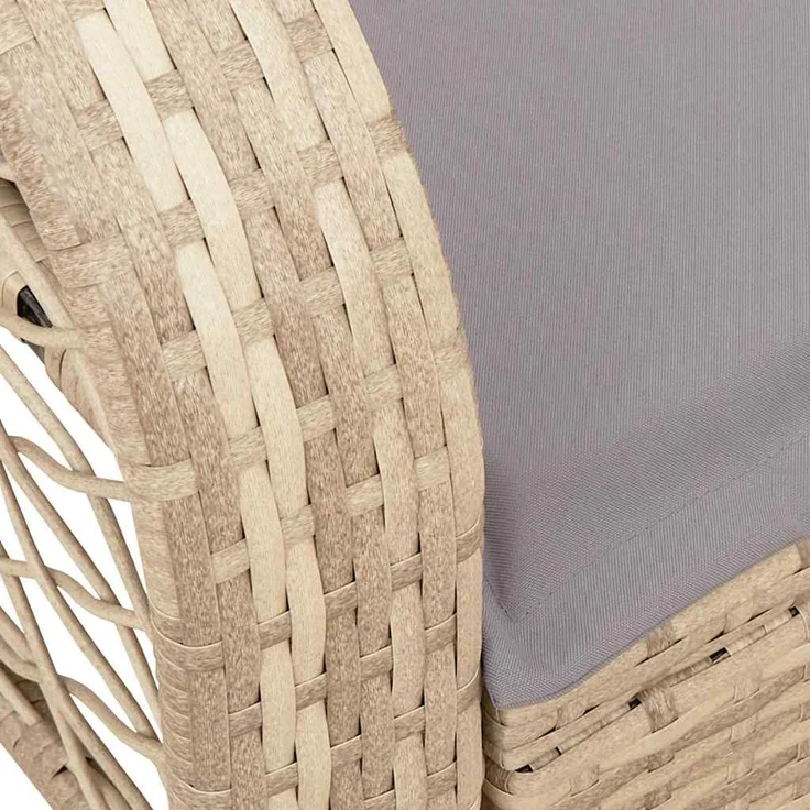 vidaXL Garten-Schaukelstuhl mit Kissen Beige Poly Rattan 4104196 – Bild 7
