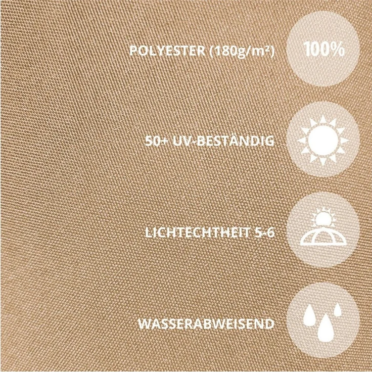 paramondo Sonnenschirm parajuna kleiner Sonnenschirm, 2,3 x 1,3 m, rechteckig, creme, LxB: 230x130 cm, Klein, eckig, knickbar: ideal für Balkone, Stahl/Polyester – Bild 4