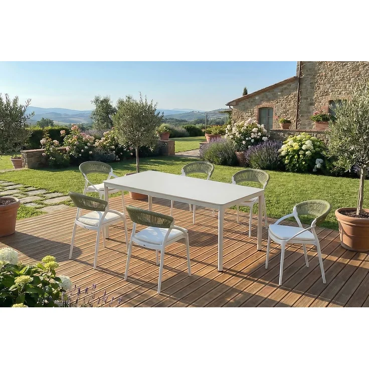 KAWOLA Gartenstuhl KISO Outdoor weiß mit Kissen Rückenlehne Rope grün 79 x 58 x 54 cm – Bild 5