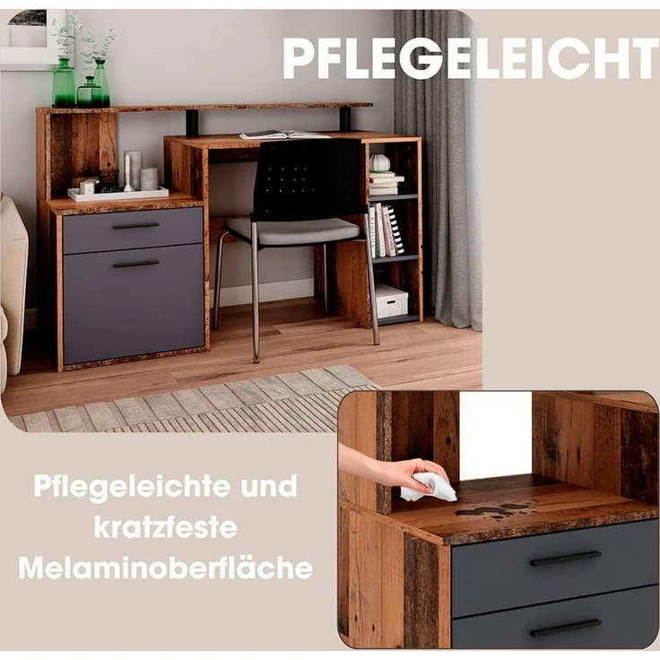 byLIVING Schreibtisch Louise, Breite 140 cm, Regal-Schreibtisch mit viel Stauraum – Bild 3