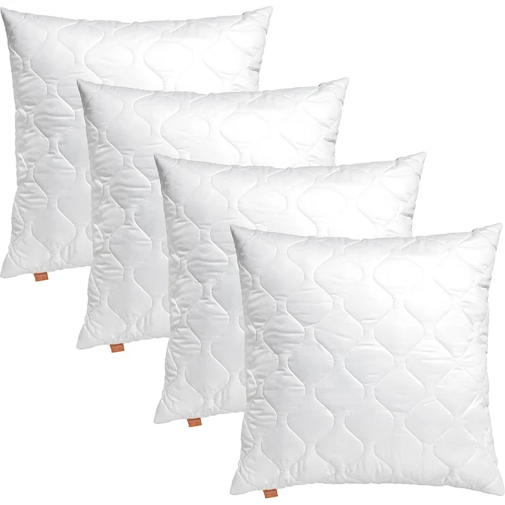 sleepling Kopfkissen 80x80 cm 4er Set, Allergiker Kissen, waschbar, Made in EU, Ökotex, großes Schlafkissen 80x80, Bettkissen, Pillow, 4 Stück, Komfort 100