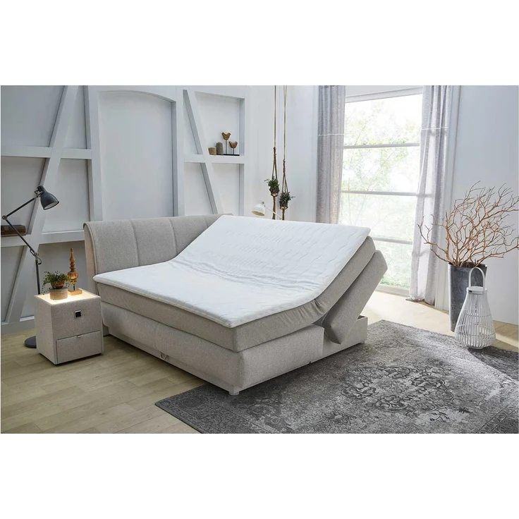 'Carla' Boxspringbett, Stoff beige, 180x200 cm – Bild 3