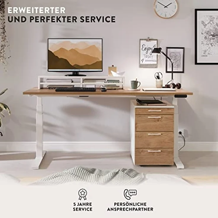 boho office® Basic Line - ultraschneller 80 mm/sek. elektrisch stufenlos höhenverstellbarer Schreibtisch in Weiß mit Memoryfunktion, Touchscreen und fortschrittlichem Kollisionsschutz – Bild 6