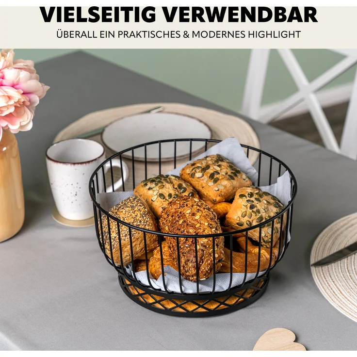 bremermann Obstkorb 2er Set mit Serviettenhalter, Metall, schwarz – Bild 5