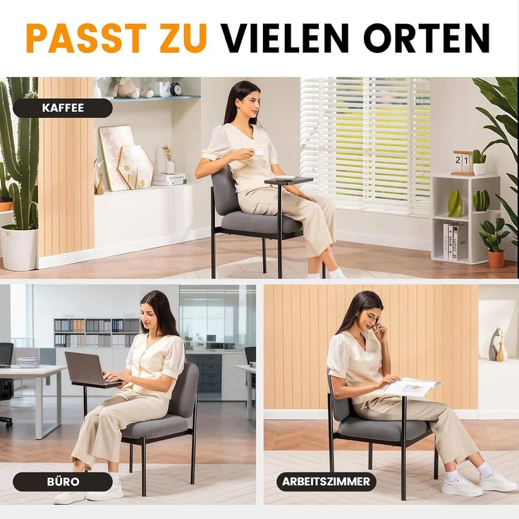 COMHOMA Loungesessel Sessel Relaxsessel Ohrensessel modern, Polsterstuhl mit Metallbeinen, Einzelsofa für Wohnzimmer/Schlafzimmer/Garten, Grau – Bild 3