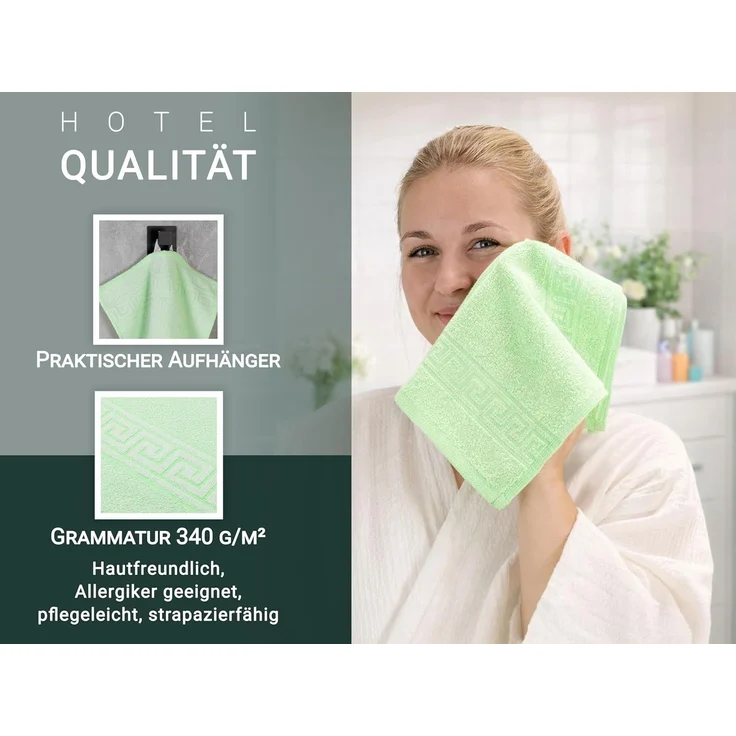 ZOLLNER 10er Set Seiftücher, 70% Baumwolle & 30% Polyester, 30x30 cm, grün – Bild 3