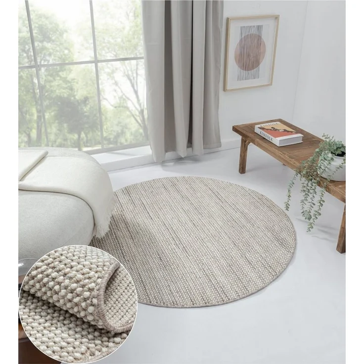 Wohnando Teppich MY-RUG Divya Sisal-Optik 120x120cm, rund, Höhe: 12 mm, Uni Farben, meliert, auch in rechteckig erhältlich – Bild 1