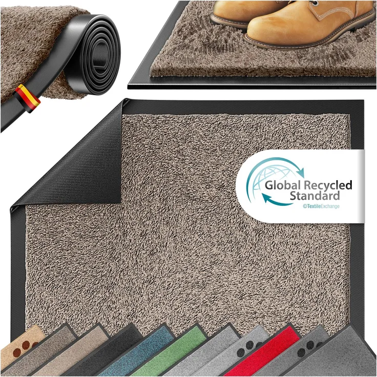 KESSER® Schmutzfangmatte rutschfeste Fußmatte für Innen- & Außenbereich waschbar & wetterfest | Türmatte Wohnungseingang | Teppich für Büro & Vorzimmer | Fußabtreter Fußabstreifer Classic, Taupe, 90x150cm