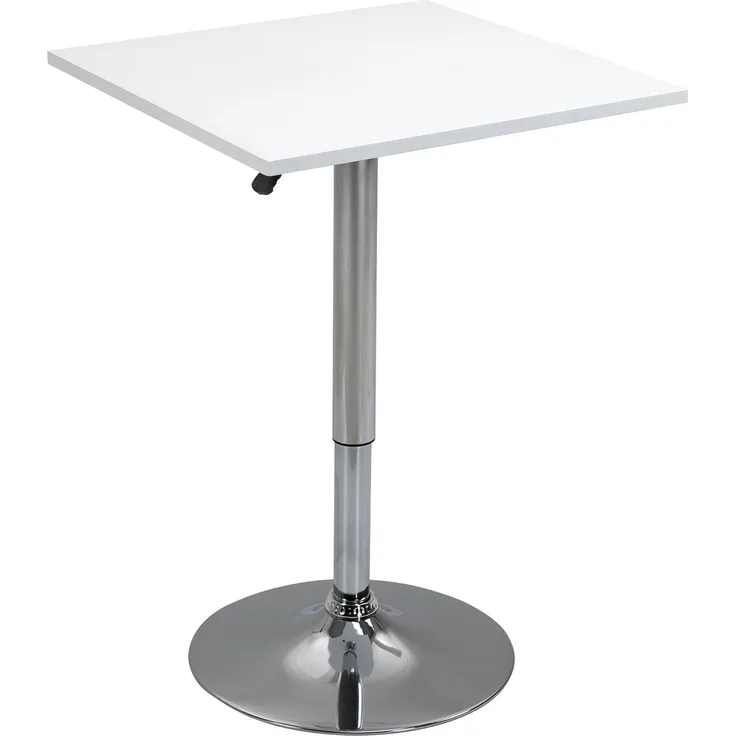 MELAYR, Höhenverstellbarer Bartisch, 360° drehbar, kratzfeste Füße, stabile Metallbasis, Weiß, 60 x 60 x 91 cm